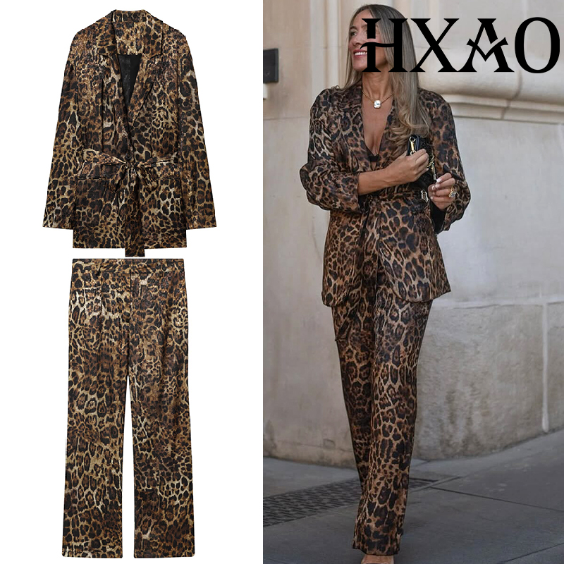 Winter Clothing Online - HXAO Leopard Pants Sets 2 Piece