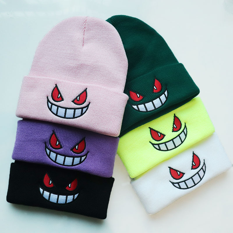 Winter Clothing Accessories - Pokemon Gengar Embroidery Knitted Cap Beanies