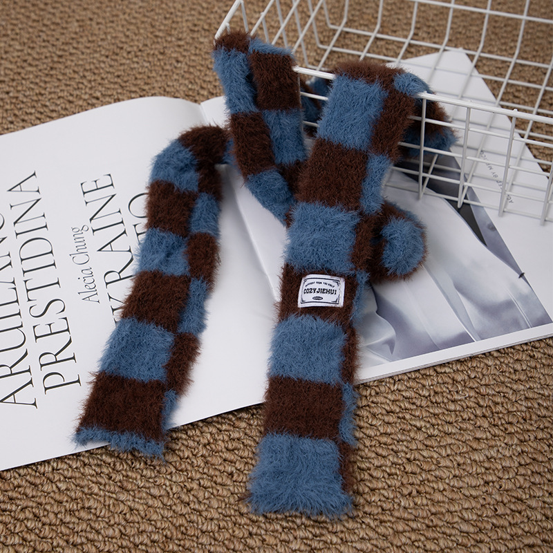 Y2k Striped Plush Narrow Long  - Winter Clothing Accessories incelemesi ve fiyatı
