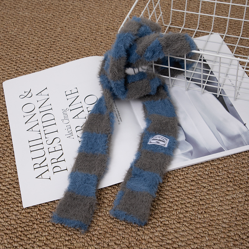 Y2k Striped Plush Narrow Long  - Winter Clothing Accessories incelemesi ve fiyatı
