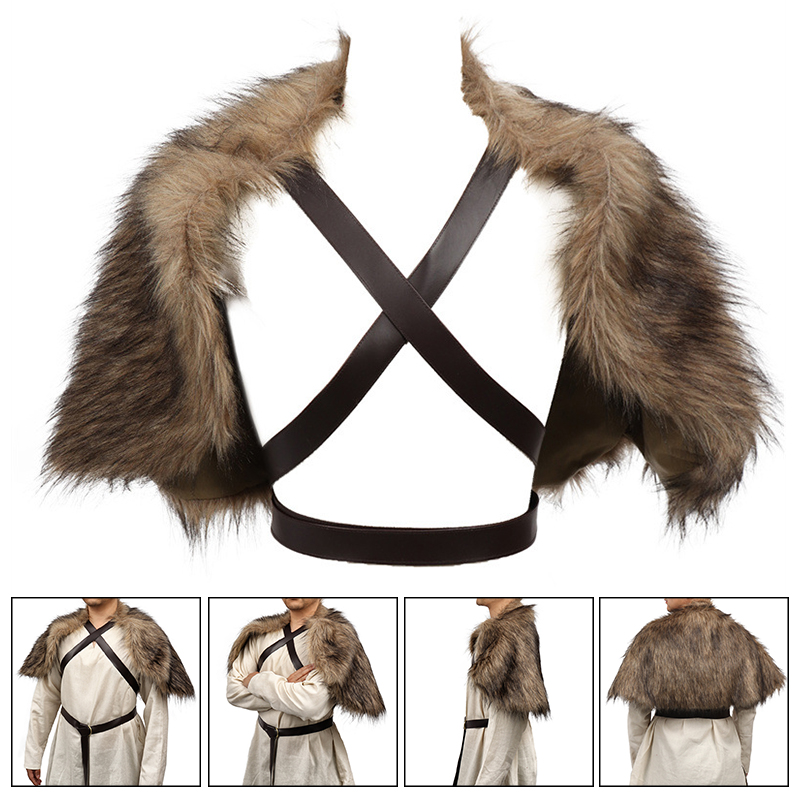 Viking Cloak Faux Fur Collar C - Winter Clothing Accessories incelemesi ve fiyatı