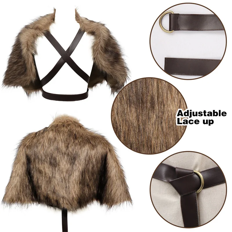 Viking Cloak Faux Fur Collar C - Winter Clothing Accessories incelemesi ve fiyatı