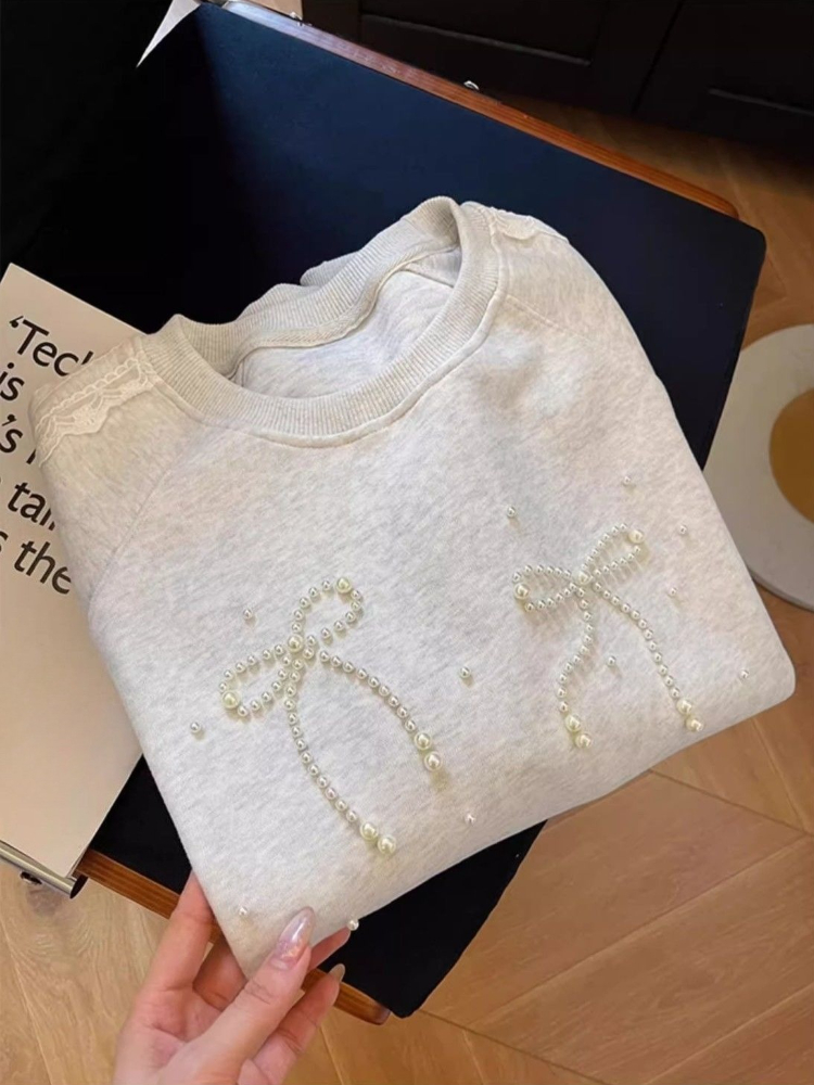 Round Neck Pearl Women's Sweat - Winter Clothing Essential incelemesi ve fiyatı