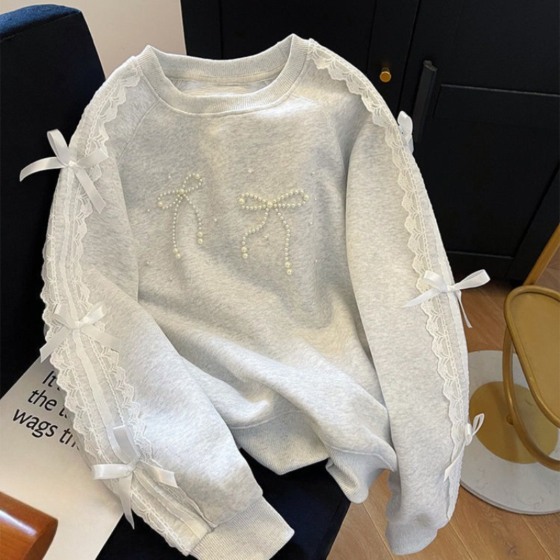 Round Neck Pearl Women's Sweat - Winter Clothing Essential incelemesi ve fiyatı