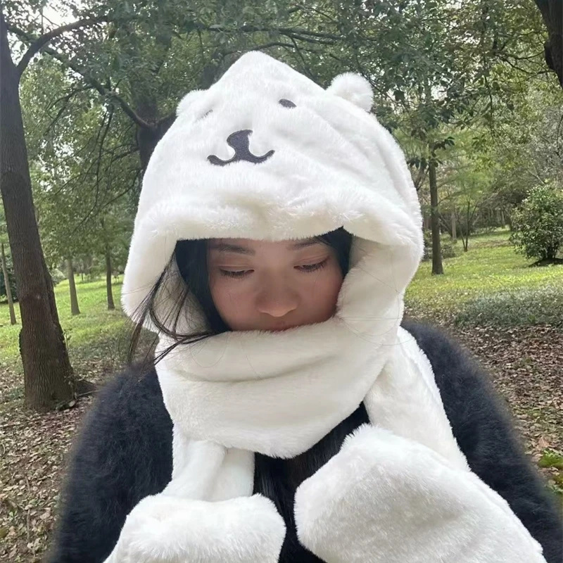 3 In 1 Plush Thick Hooded Hat  - Winter Clothing For Kids incelemesi ve fiyatı