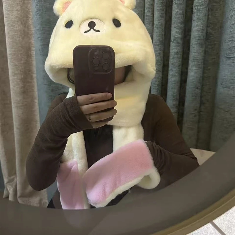 3 In 1 Plush Thick Hooded Hat  - Winter Clothing For Kids incelemesi ve fiyatı