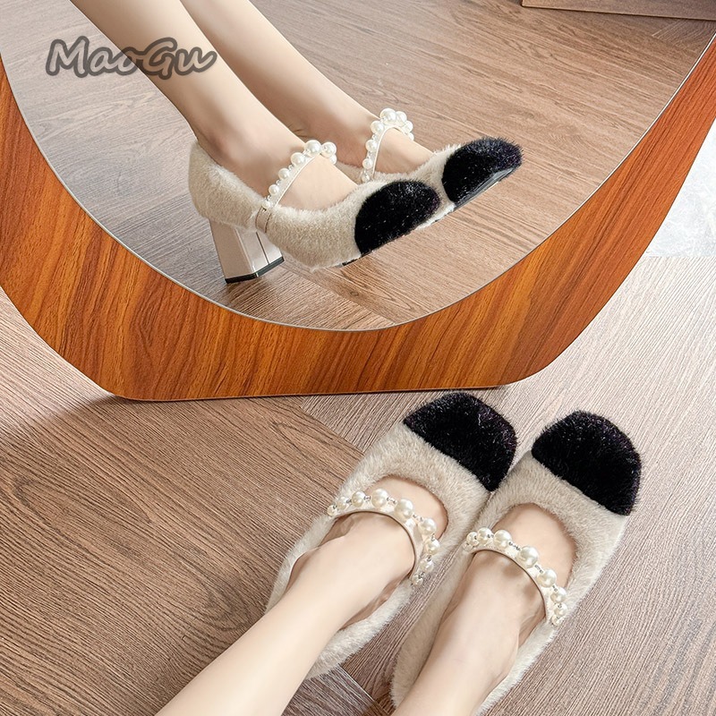 Chunky Heel Women's Furry Shoe - Winter Clothing For Women incelemesi ve fiyatı